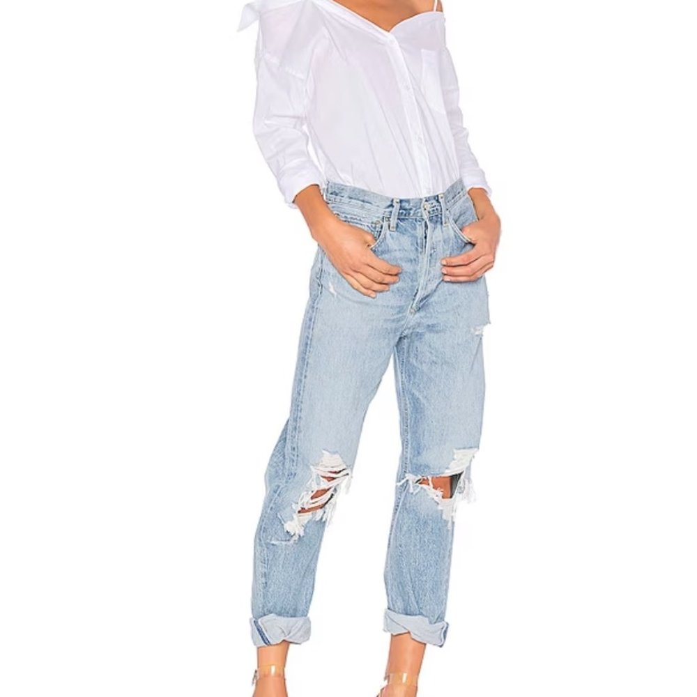 AGOLDE 90's Mid Rise Loose Fit in Fall Out (light blue wash) | VGUC | sz 31